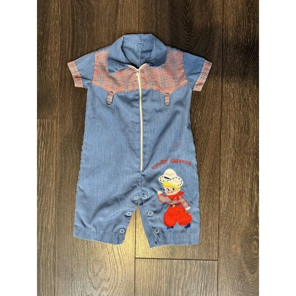 Vintage Cowboy Howdy Pardner Jumpsuit 6 Month